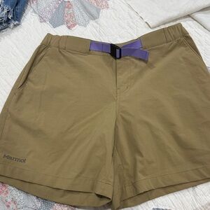Marmot Women's Cargo Shorts in Tan with Purple Accent